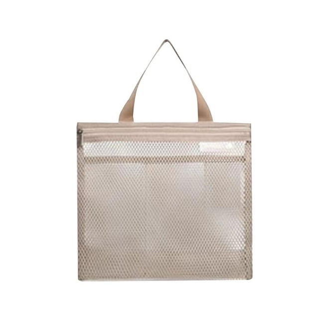 Bolsa de playa de malla, bolsa de aseo portátil para mujer, ideal para picnics y baño. Caqui