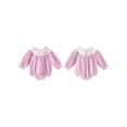 thumbnail image 2 of BemeyourBBs Newborn Baby Girls Valentines Day Outfit Bubble Romper Long Sleeve Crew Neck Stripes Embroidery Letters Bodysuit Infant Spring Clothes, 2 of 9