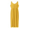 thumbnail image 4 of Sngxgn Women's Casual Loose Sundress Long Dress Sleeveless Split Maxi Dresses Summer Beach Dress with Pockets(Yellow,L), 4 of 6