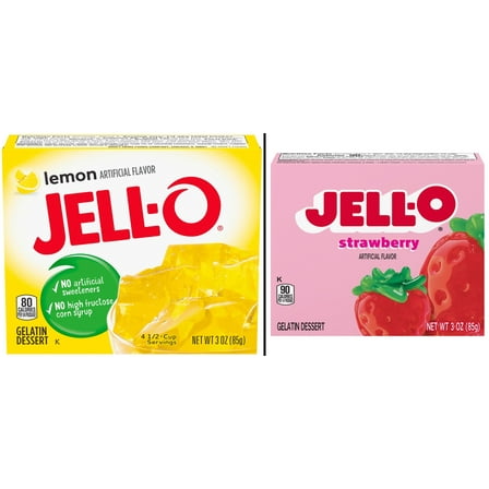 Jell-O Lemon Gelatin Dessert Mix 3 oz & Jell-O Strawberry Gelatin 3 oz