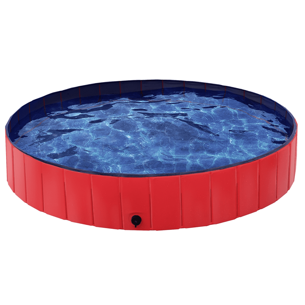 Yaheetech Foldable Pet Bath Pool Collapsible Large Dog Pet Pool Bathing Swimming Tub Kiddie Pool for Dogs Cats and Kids Blue/Red 