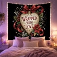 thumbnail image 2 of Red and gold Wrapped with Love heart ornament, bow, Elegant holiday romance Style for Romantic decor enthusiasts, Thoughtful Gift for Bedroom, living room, entryway, Tapestry Wall Hanging, 2 of 7