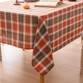 thumbnail image 5 of Plaid Fall Tablecloth Thanksgiving Rectangle 60x84 Inch, Rust Orange Table Cloths Autumn Decorations, Polyester Fabric Table Cover for Harvest Party Dining Farmhouse Kitchen Decor, 5 of 6