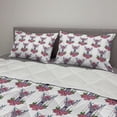 thumbnail image 2 of Tattoo Comforter & Sham Bedding Set, Deer Heads with Accessories Hanging from Its Antlers and Pink Peony Flowers, 3 pcs Duvet Set Microfiber Filling Quilt, 5 Sizes, Mauve Coral Green, by Ambesonne, 2 of 4