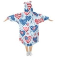 thumbnail image 2 of Dailycode Wearable Blanket Hoodie Oversized Sherpa Flannel Blankets with Pocket for 3-14 Year Old American Flag Heart, 2 of 7