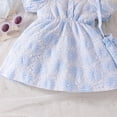 thumbnail image 3 of Mercatoo Toddler Girls Summer Dress Bubble Sleeve A Collar Button Crushed Light Blue Dress + Crossbody Bag Two-Piece Dress, 3 of 7