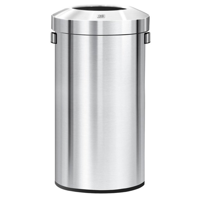 EKO - cubeta de basura redondo de acero inoxidable de 32 galones, cubeta de basura grande comercial con tapa desmontable y asa de transporte, cubeta de basura de metal cepillado para el hogar,