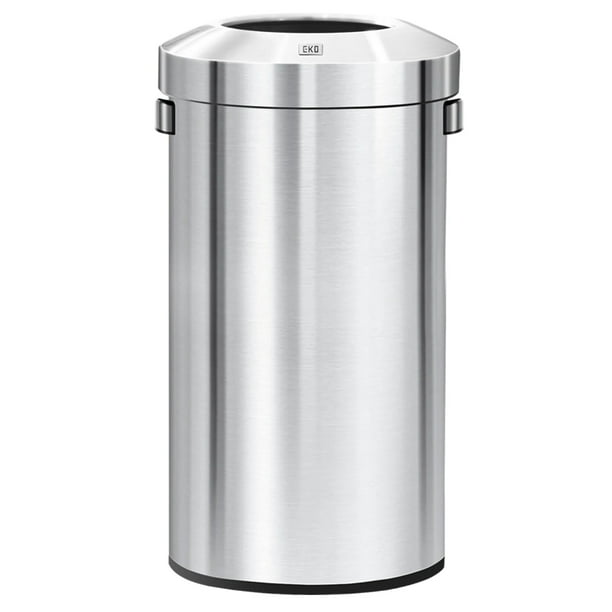EKO - cubeta de basura redondo de acero inoxidable de 32 galones, cubeta de basura grande comercial con tapa desmontable y asa de transporte, cubeta de basura de metal cepillado para el hogar,