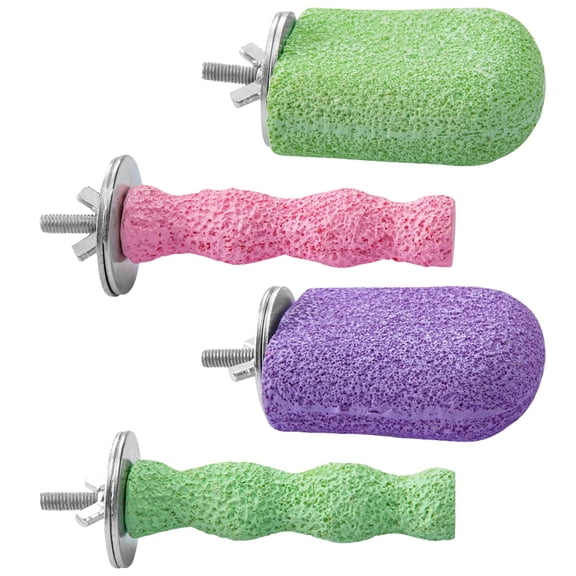 Large Gourd & Small Ice Cream Bird Perches Set – Resin Nail Trimming Perches for Parakeets, Four Unique Non‑Slip Cage Perches, Beak Grinding & Foot Exercise, Easy to Install