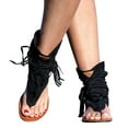thumbnail image 4 of Tejiojio Fall Clearance Women Girls Retro Bohemian Tassel Sandals Roman Beach Shoes Boots, 4 of 6