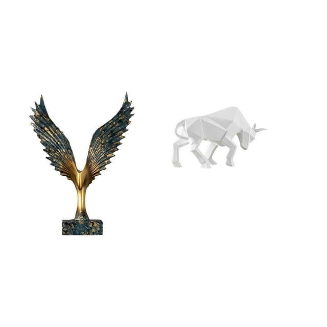 Escultura De Toro De Alas Extendidas De Resina, Adorno Feng Shui, Figura Abstracta Decorativa Para Entrada, Mesa, Escritorio, Estante, Oficina, Colección Moderna