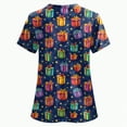 thumbnail image 5 of Towmus Christmas Scrub Tops Women Plus Size Scrub Shirt Nurse Uniforms Xmas Print V-Neck Tunic Tops with Pockets S-3XL, 5 of 5