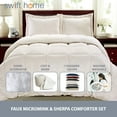 thumbnail image 2 of Swift Home 3PC Reversible Winter Plush Sherpa Faux Micromink Comforter Set, Ivory, King, 2 of 6