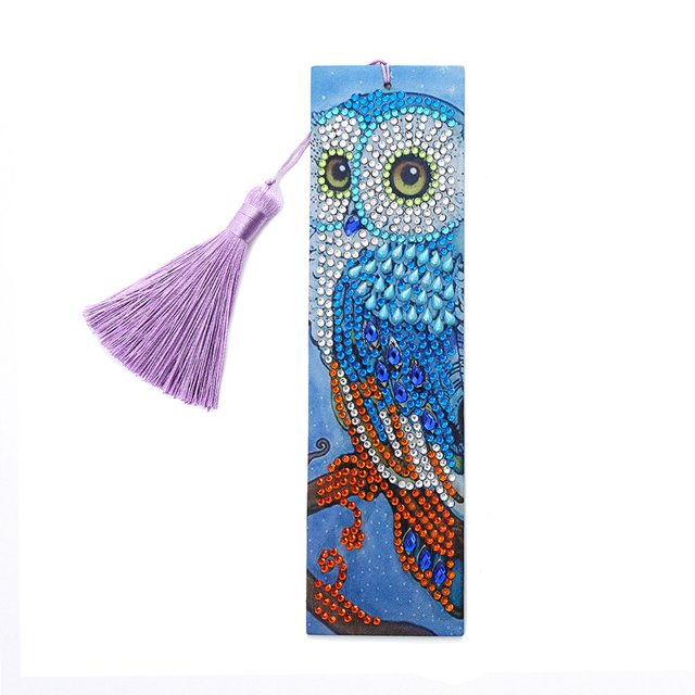 Marcador de animales con diamantes de imitación completo, pintura de bricolaje, marcador de borlas, regalo artesanal de dibujos animados AweSitey HA5443-02B