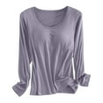thumbnail image 1 of Built In Bra T Shirt For Womens Padded Long Sleeve Tops Active Blouses Soft Pajama Casual Shirts For Workout, 1 of 5