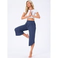 thumbnail image 2 of DARING DIVA Women's Yoga Cropped Casual Pants with Pockets M Navy, 2 of 7