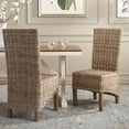 thumbnail image 3 of SAFAVIEH Pembrooke Bohemian Rattan Solid Dining Parsons Chair, Natural (Set of 2), 3 of 15