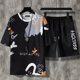 thumbnail image 3 of Camisetas y pantalones cortos deportivos para gimnasio, trajes para hombre, ropa de verano de gran tamaño de color caqui, conjunto moderno de 2 piezas, conjuntos para hombre, moda barata 5xl 2024, 3 of 5
