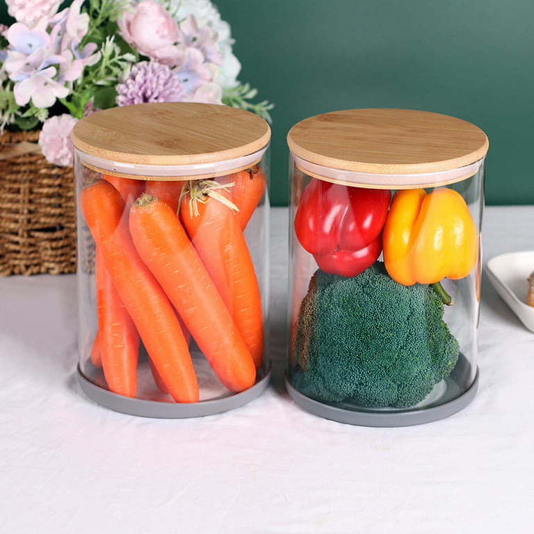 Large Glass Food Storage Jars with Airtight Wooden Lid，Set of 2 100  OZ(3000ml) Glass Canister Glass Food Containers for Kitchen Pantry for  Flour, Tea