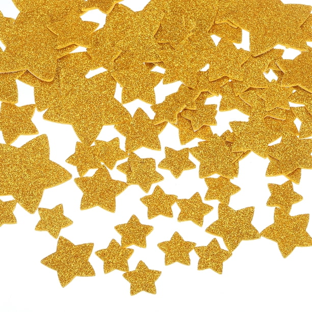 Uxcell 228Pcs Adhesivos de Espuma con Purpurina 3 Tamaños Autoadhesivos en Forma de Estrella Dorada