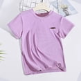 thumbnail image 4 of FRSASU Girl's Solid Summer Short Sleeves Crew Neck T-Shirts Casual Sport Soft Breathable Tee 2-18 Years Purple-A, 4 of 5