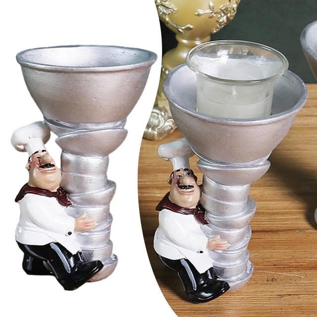 Estatuilla Portavelas Mostrador Adorno Tienda Decoración , bufanda roja oscura 9x15cm Soledad Figurita de chef