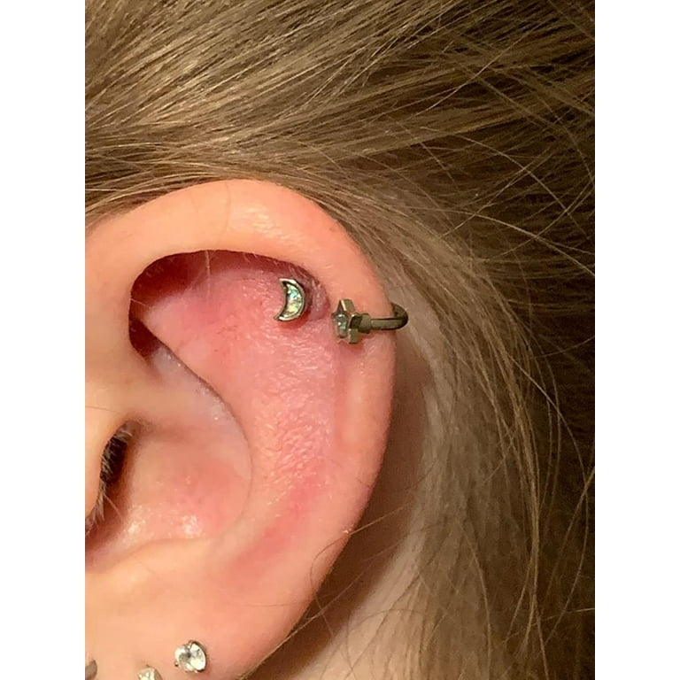 2Pcs 16G Spiral Twisted Ear Helix Cartilage Steel Earrings 16G