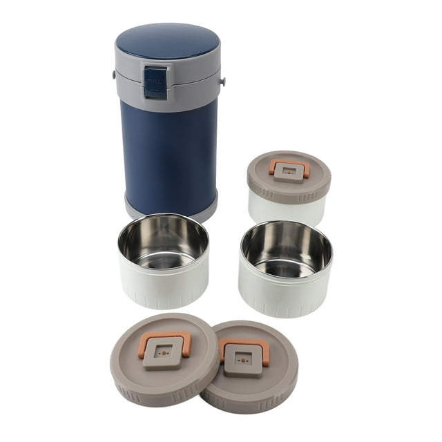 2.3L 3 Tier Adults Stainless Steel Vacuum Insulated Wide Mouth Soup Food Hot Food Jar, Stackable Bento Hot Food Containers Lunch Boxes, Lunch Container Adults Leak Proof