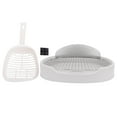 thumbnail image 2 of Plateau de Pot pour Chien Type Baffle, 5cm Seuil Bas Design en Filet d'Acier Inoxydable Anti-Éclaboussures Support de Toilette pour Chien avec Support de Tapis d'Urine et Pelle à Litière pour Animaux d'Intérieur Blanc, 2 of 7