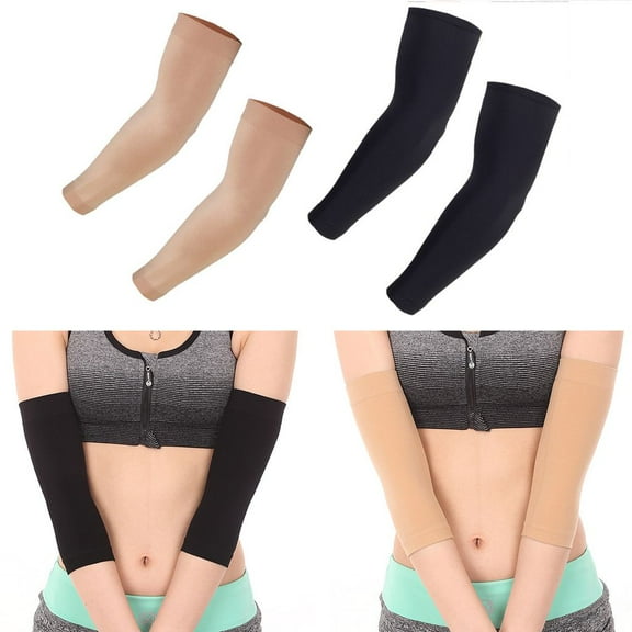 PULLIMORE 2 Pairs Tattoo Cover Up Compression Sleeves Bands Forearm Concealer Support Elbow Guard Brace for Men Women "Black&Beige'