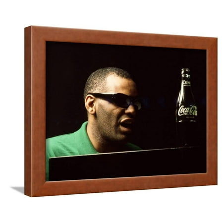 Commercial Radio 1 - Ray Charles Taping a Coca-Cola Radio Commercial, 1967 Framed Print Wall Art