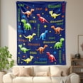 thumbnail image 4 of Blue Dinosaur Themed Fleece Blanket Featuring Various Animal Shapes Soft Warm Comfortable Suitable For Sofa Bed Travel Camping Polyester Ideal Gift For Family And Friends Shipped From USA, 4 of 9
