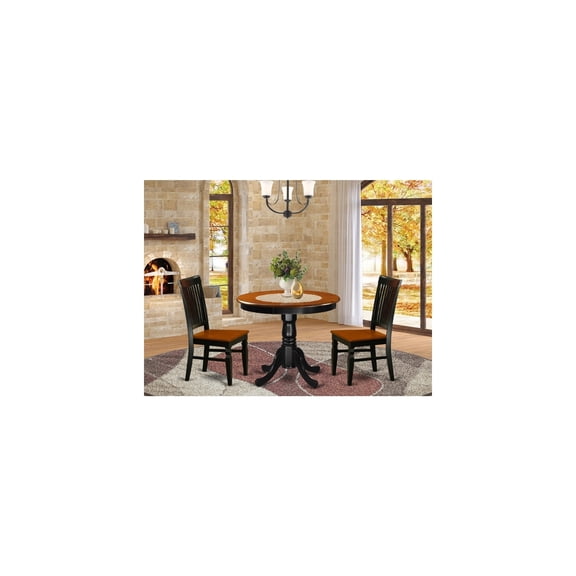 3-Piece Dining Set - Round Table with 2 Chairs - 36 Inch - Black Cherry