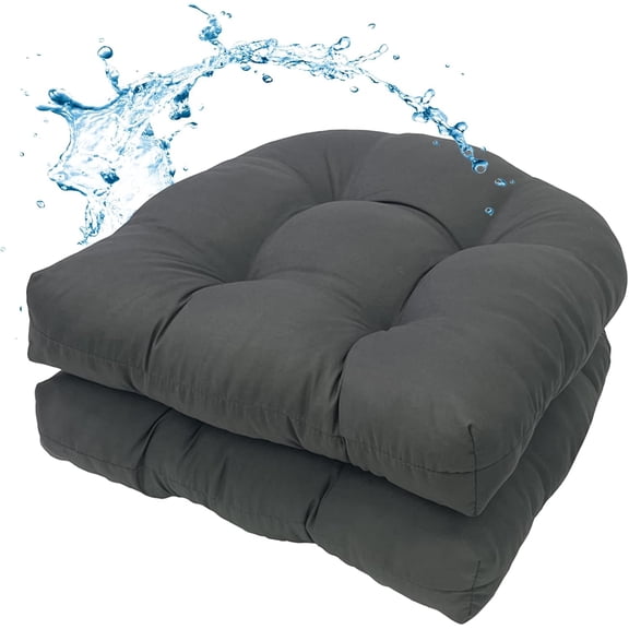 Outdoor Chair Cushions Set of 2, Water-Repellent 19”X19” Patio Chair Cushions with High Elasticity PP Cotton, No Fading Tufted Patio Seat Cushions for Outdoor Furniture, Thick Outdoor Cushions