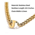 thumbnail image 2 of Collar de cadena de eslabones cubanos con inicial Az para niños, hombres y mujeres, colgante de letras de acero inoxidable de 6,5 mm y 18 + 2 pulgadas, regalo de joyería Tw-F-Gold-Código de producto 3, 2 of 3