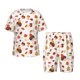 thumbnail image 1 of Balery Autumn Maple Leaf with Hedgehog Conjunto de Pijama Infantil de Manga Corta con Estampado – Ropa de Dormir de Algodón Suave-Medium, 1 of 6