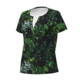 thumbnail image 2 of Naloa Lush Foliage Green Plant Print T-Shirts Short Sleeve V Neck Tees for Women Fashion Tops Trendy Lightweight Soft Casual Summer Outfits Clothes, 2 of 5