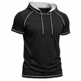 thumbnail image 4 of Yertdoel Hoodies for Men, Solid Color Short Sleeve Drawstring Hooded Sweatshirt Soft Loose Breathable Outdoor Workout Walking Summer Casual Tops, 4 of 8
