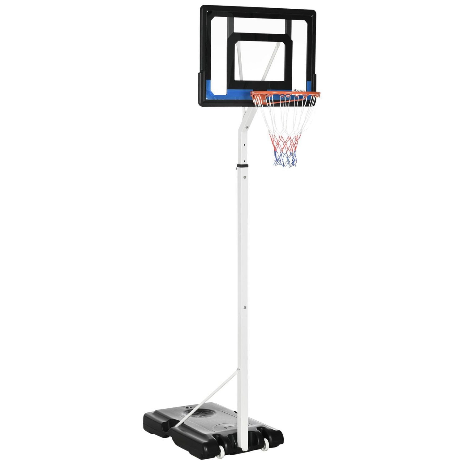 2.1-2.6m Basketball Hoop and Stand with Weighted Base, Portable on Wheels