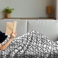 thumbnail image 3 of Geometric Soft Flannel Fleece Throw Blanket, Trippy Linked Leaf Shaped with Dots and Spots Minimalist Grid Design, Cozy Plush for Indoor and Outdoor Use, 60" x 80", Black White, by Ambesonne, 3 of 5