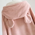 thumbnail image 5 of Htigea Women's Fleece Robe Soft Long Sleeve Hooded Nightgown Button Down Housecoat Cute Shower Spa Robes with Pockets Pink,L, 5 of 9