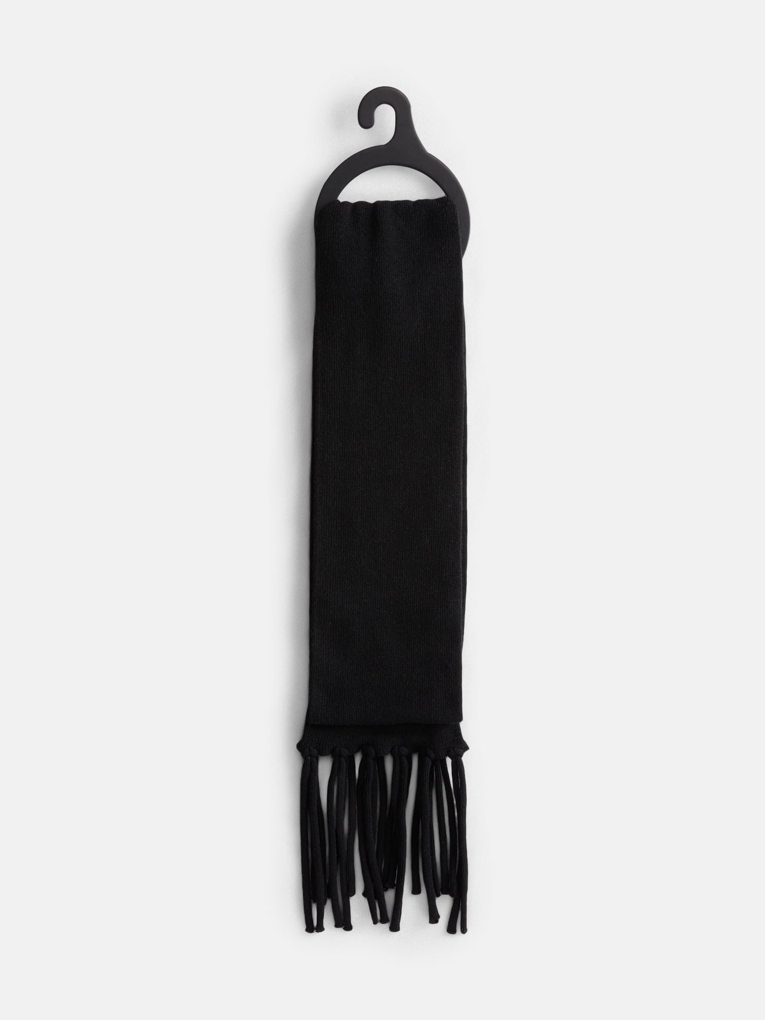 No Boundaries Women's Solid Scarf with Fringe, Black Soot