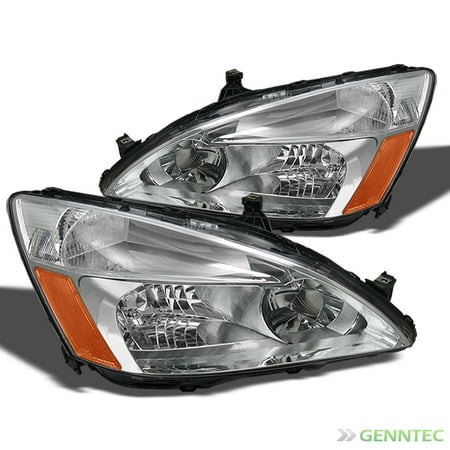For 2003-2007 Honda Accord 2/4dr Chrome Headlights Front Lamps Replacement Pair Left+Right  2004 2005
