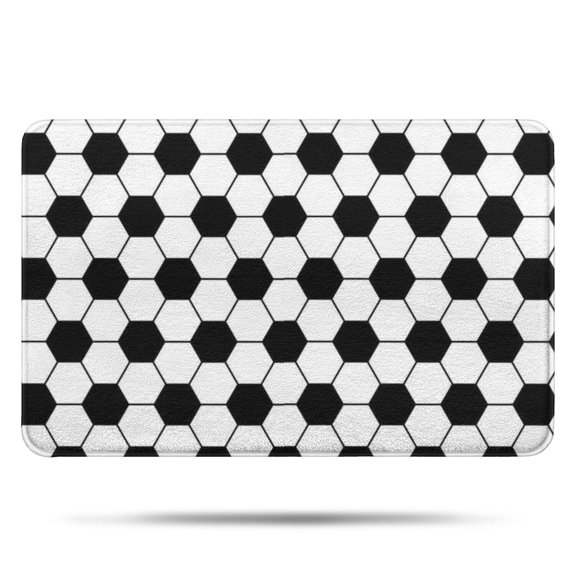 Soccer Ball Pattern Bathroom Rugs Mat,Non Slip Microfiber Bathroom Rug,Rubber Backing,Soft Bathroom Mats for Bathroom Floor,Tub and Shower,17x27in(43x68cm)