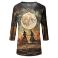 thumbnail image 6 of Trgacdwlo S-5XL Halloween Shirts for Women Vintage Ghost Pattern V Neck 3/4 Length Sleeve Womens Tops Fall Funny Pumpkin Ghost Pullover Shirts, 6 of 7