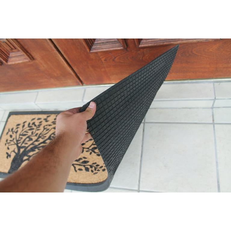 A1hc Rubber and Coir Falling Leaves Heavy Duty Durable Doormat 24 inchx48 inch, Beige, Size: 24 inch x 48 inch