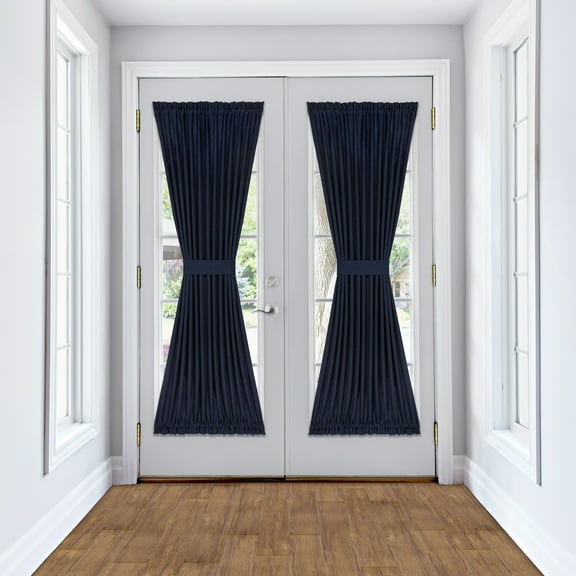 Darcy Rod Pocket Light Filtering Door Panel with Tieback - 54" x 72" - Navy