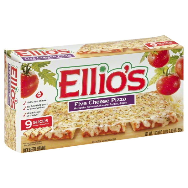 Ellio’s Original Crust Five Cheese Pizza, 9 Slices, 18.30 oz, 3 Pack (Frozen)