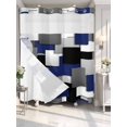 thumbnail image 2 of No Hook Shower Curtain with Snap-in Liner, Navy Blue Black Geometric Waterproof Fabric Bathroom Curtains, Modern Abstract Art Block Bath Curtains & Mesh Top Window 72"x78" Long, 2 of 9