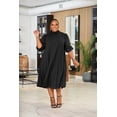 thumbnail image 2 of Plus Size Maxi Dress for Women Casual Pleated Dress Summer Short Sleeve Flowy Swing Dress Loose Beach Dresses Black 2XL, 2 of 5
